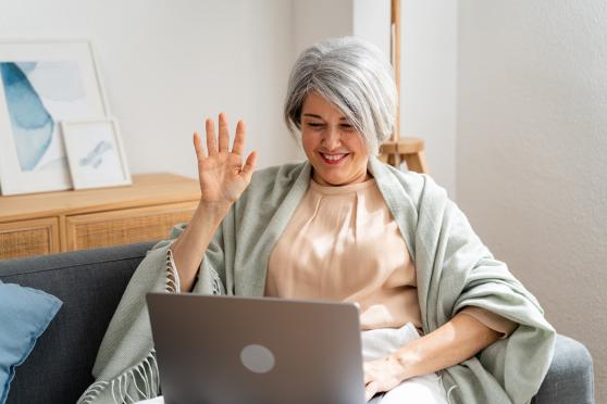 Woman on telehealth call